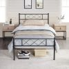 Twin Size Traditional Powder Coated Slatted Metal Platform Bed