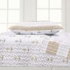 Twin 2 Piece Nautical Striped Anchors Reversible Microfiber Quilt Set Beige