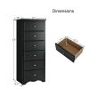 Modern Black 6 Drawer Tall Wood Dresser Chest