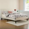 Full size Taupe Beige Upholstered Platform Bed Frame with Headboard