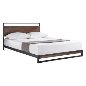 Queen size Metal Wood Platform Bed Frame with Headboard