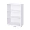 Modern 3-Shelf Bookcase in White Wood Finish