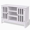 White Wood 43-inch TV Stand with Glass Panel Doors