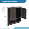 2-Doors Bathroom Wall-Mounted Medicine Cabinet with Towel Bar-Brown