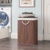 Brown Bamboo Laundry Hamper Dirty Clothes Basket with Lid and Removable Bag