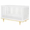 Modern Classic Solid Wooden Crib in White with Natural Wood Legs