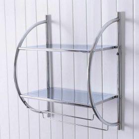 2-Tier Wall Mount Shower Organizer Towel Storage Rack