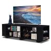 59 Inch Console Storage Entertainment Media Wood TV Stand-Black