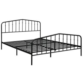 Queen Size Metal Bed Frame Platform Headboard and Footboard with Storage-Silver