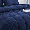 Queen Size Navy 3 Piece Microfiber Reversible Comforter Set