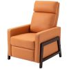 Modern Upholstered Manual Reclining Sofa Chair w/ Armrest and Footrest Orange