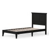 Twin Traditional Solid Oak Wooden Platform Bed Frame with Headboard in Black