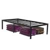 Twin 18-inch High Heavy Duty Black Metal Platform Bed Frame