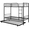 Twin over Twin Bunk bed with Trundle Bed in Black Metal Finish