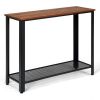 Metal Frame Wood  Console Sofa Table with Storage Shelf-Black