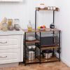 4-tier Kitchen Baker's Rack with Basket and 5 Hooks-Black