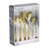 Megachef La Vague 20 Piece Flatware Utensil Set, Stainless Steel Silverware Metal Service for 4 in Matte Gold