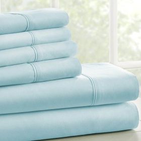 Full Size Aqua 6 Piece Wrinkle Resistant Microfiber Polyester Sheet Set