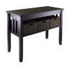 Espresso 2 Tier Entryway Hall Console Table with 3 Storage Baskets