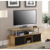 Modern 50-inch TV Stand in Light Oak / Black Wood Finish