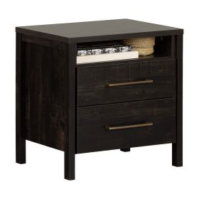 Modern Java 2 Drawer Nightstand Cubby Storage Shelf