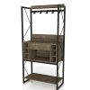 Farmhouse Oak Iron Baker's Wine Storage Rack