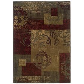 Dark Green Geometric Floral Stylish Area Rug (8'2 x 10')