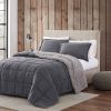 Full/Queen Plush Sherpa Reversible Micro Suede Comforter Set in Gray