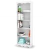 White 72-inch High Bookcase with Soft Arches and 5 Shelves