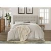 Full size Button-Tufted Headboard in Light Grey Taupe Beige Upholstered Fabric