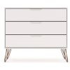 Modern Scandinavian Style Bedroom 3-Drawer Dresser in White Wood Finish