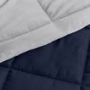 Full/Queen 3-Piece Microfiber Reversible Comforter Set in Navy Blue and Grey