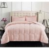 Twin Size Pink 3 Piece Microfiber Reversible Comforter Set