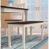 Kitchen Seating Wooden Bench in White and Brown Finish