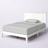 Full Traditional Solid Oak Wooden Platform Bed Frame with Headboard in White