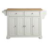 White Kitchen Island Storage Cabinet with Solid Wood Top